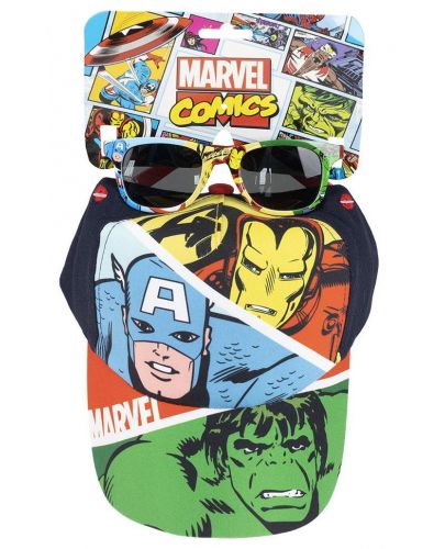 Детски комплект Cerda - Шапка и слънчеви очила, Avengers - 1