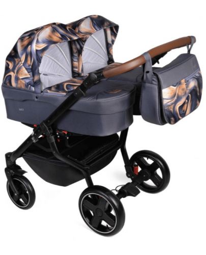 Детска количка за близнаци Dorjan Quick Twin 2в1, тъмно сива - 1