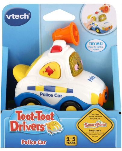 Детска играчка Vtech - Мини количка, полицейска кола с високоговорител - 1