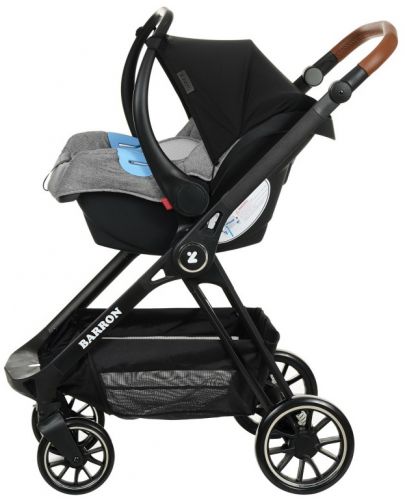 Детска количка Zizito - Barron 3 в 1, сива с черна рамка - 11