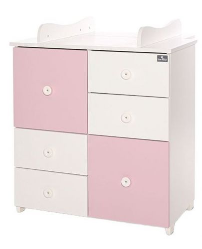 Детски шкаф Lorelli - New, бяло и розово - 1