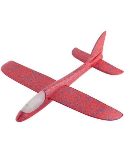 Детска играчка Grafix - Самолет от пяна със светлина, червен - 1