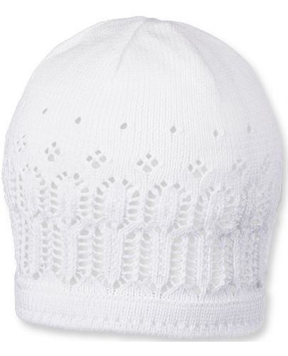 Детска плетена шапка Sterntaler - 41 cm, 4-5 месеца, бяла - 1