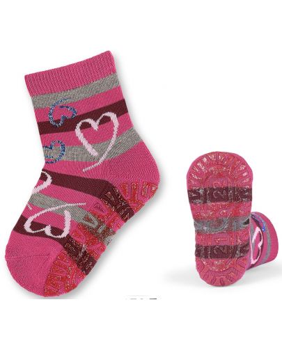 Детски чорапи със силиконова подметка Sterntaler - Със сърчица, 25/26, 3-4 години - 1