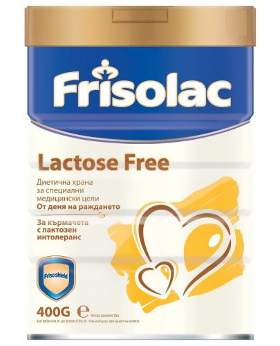 Диетично мляко за кърмачета Frisolac - Lactose Free, 400 g - 1