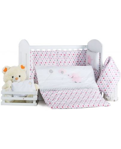 Спален комплект Dizain Baby - Слонче с балон, розов, 3 части, 60 х 120 - 1