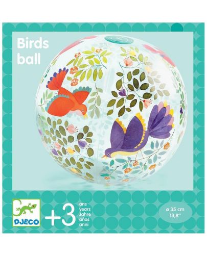Надуваема топка Djeco - Birds, 35 cm - 2