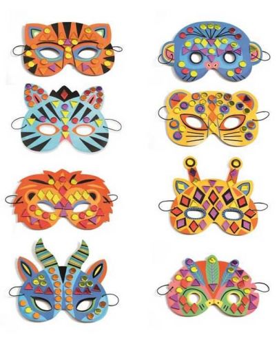 Творчески комплект Djeco - Направи си 8 маски Jungle Animals - 3