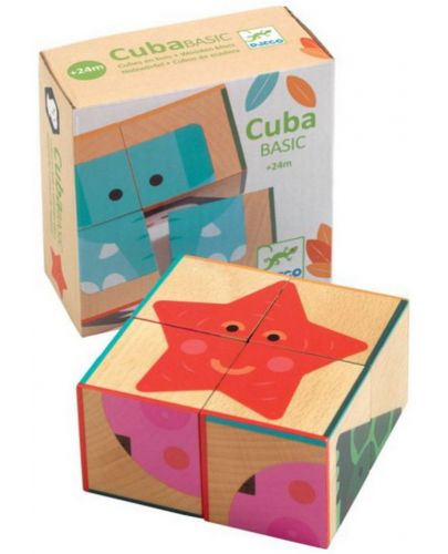 Дървена играчка за сортиране Djeco - Cuba Basic - 1