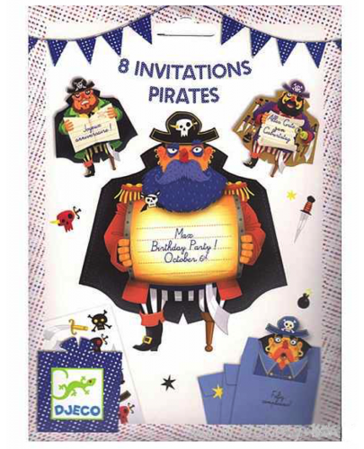 Комплект покани за парти Djeco - Pirates, 8 броя - 1