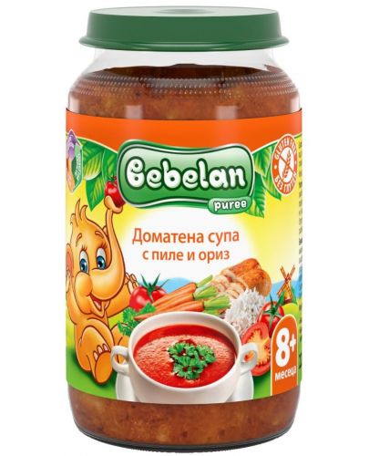 Доматена супа Bebelan Puree - Пиле и ориз, 220 g - 1