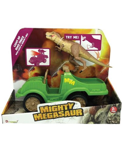 Детска играчка Dragon-I Toys - Динозавър с кола, със звук и светлина - 1
