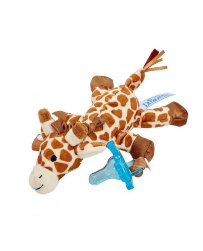 Dr. Brown's Плюшена играчка-държач Жираф със синя силиконова залъгалка - 1