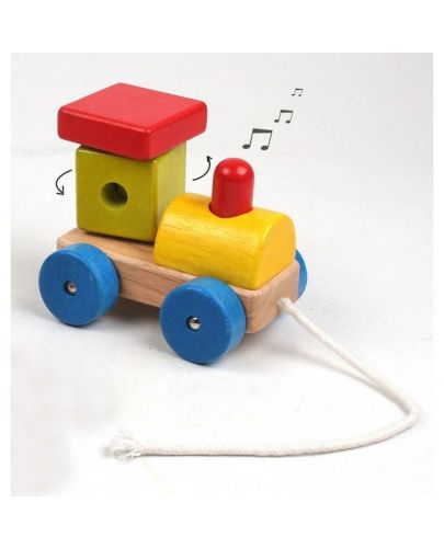 Дървена играчка за дърпане Pino - Малко локомотивче - 4