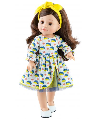 Дрехи за кукла Paola Reina Soy Tú - Рокля на таралежчета и лента за коса, 42 cm - 1