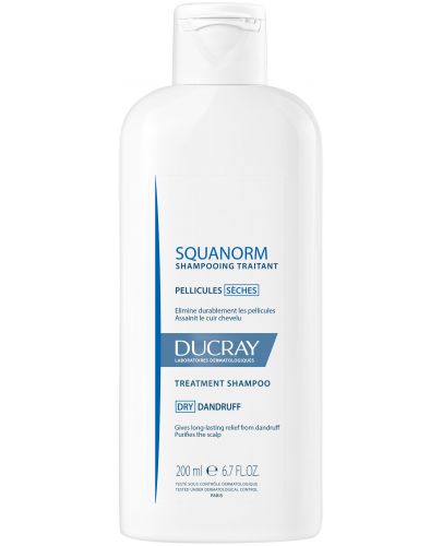 Ducray Squanorm Третиращ шампоан против сух пърхот, 200 ml - 1
