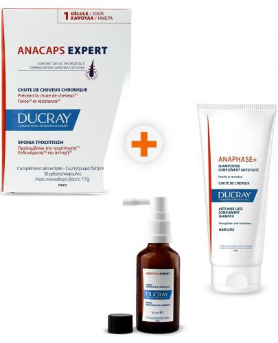 Ducray Anaphase+ Anacaps Комплект - Серум, Шампоан и Хранителна добавка, 100 + 200 ml + 30 капсули (Лимитирано) - 1