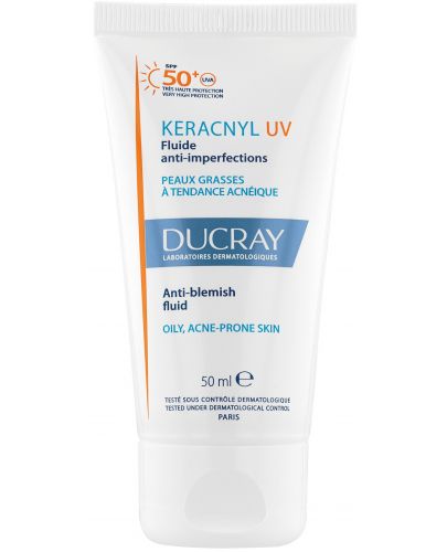 Ducray Keracnyl Флуид срещу несъвършенства UV, SPF 50+, 50 ml - 1