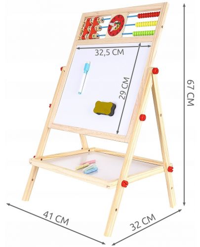 Двустранна дъска за рисуване Kruzzel - Магнитна, със сметало - 9