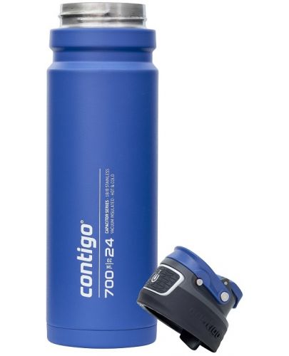 Двустенна бутилка за вода Contigo - Free Flow, Autoseal, 700 ml, Blue Corn - 6