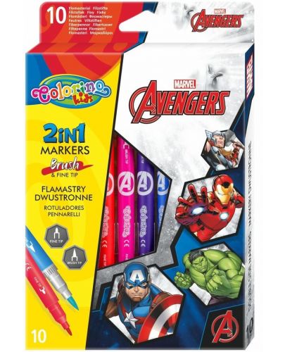 Двувърхи маркери Colorino - Marvel Avengers, 10 цвята - 1