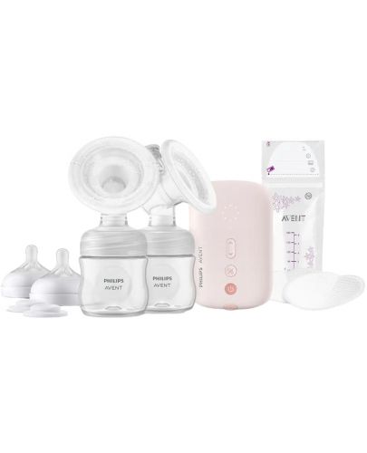 Двойна електрическа помпа Philips Avent - Natural Motion + торбички за кърма, 5 броя - 1