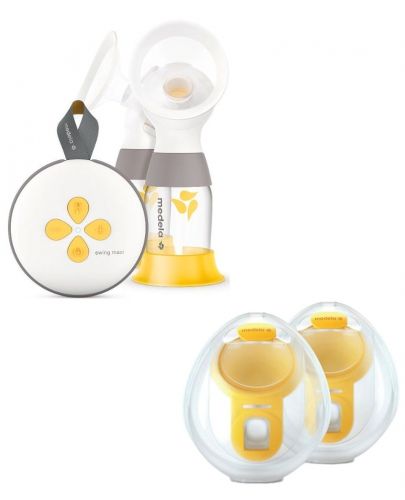 Двойна двуфазна помпа за кърма Medela - Swing Maxi + чашки за кърма - 1