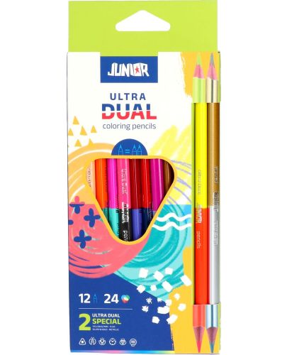 Двувърхи цветни моливи Junior Ultra Dual - 12 броя - 1