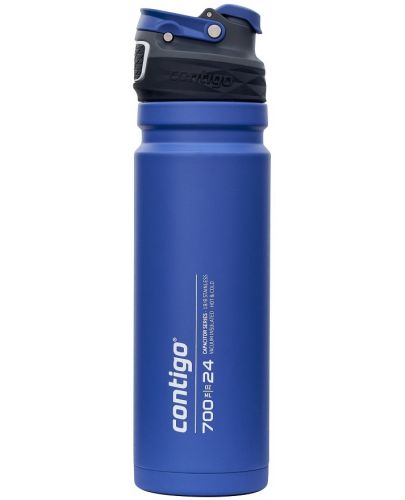 Двустенна бутилка за вода Contigo - Free Flow, Autoseal, 700 ml, Blue Corn - 4