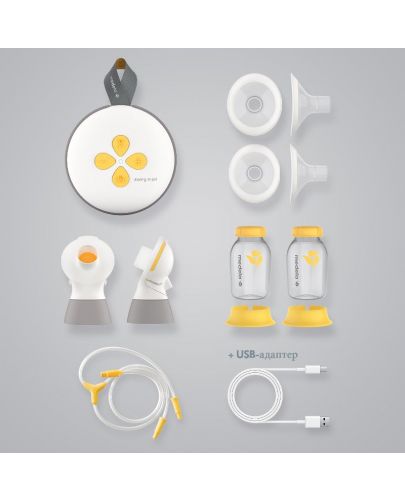 Двойна двуфазна помпа за кърма Medela - Swing Maxi + чашки за кърма - 6