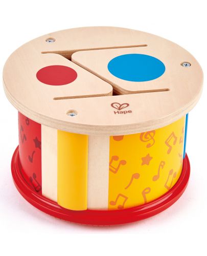 Детски музикален инструмент Hape - Двустранен барабан, от дърво - 2