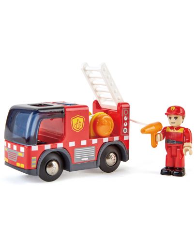 Дървена играчка Hape - Пожарна кола със сирени - 1