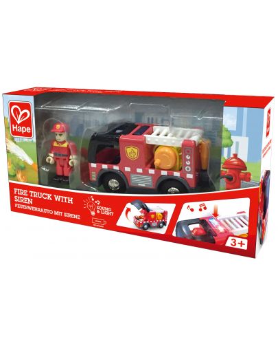 Дървена играчка Hape - Пожарна кола със сирени - 2