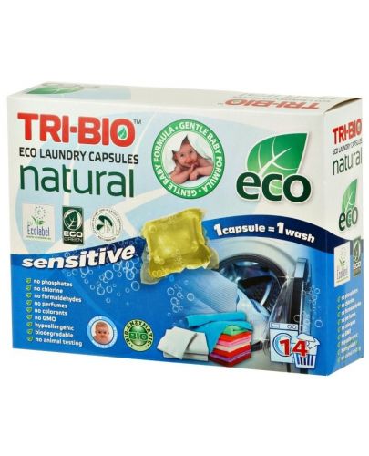 Еко таблетки за пране Tri-Bio - Baby, Sensitive, 14 броя - 1