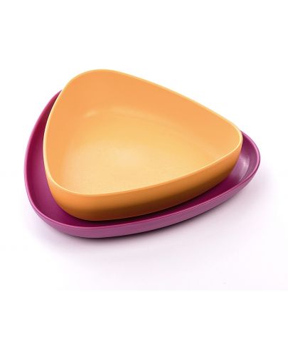 Еко комплект за хранене eKoala - 2 чинии, оранжево и лилаво - 2