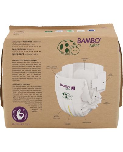 Eко пелени Bambo Nature - Mini, размер 2, 3-6 kg, 30 броя - 4