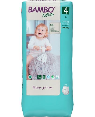 Eко пелени тип гащи Bambo Nature - Pants Tall, размер 4 L, 40 броя - 3