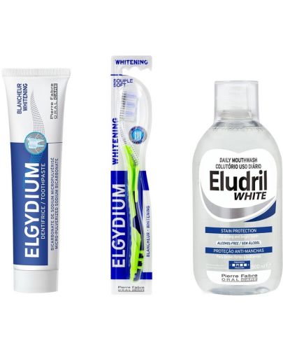  Elgydium & Eludril Комплект - Избелваща паста и Вода за уста, 50 + 500 ml + Четка за зъби, Souple Soft - 2