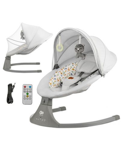 Електрическа люлка и шезлонг Kinderkraft - Lumi 2, Light grey - 3