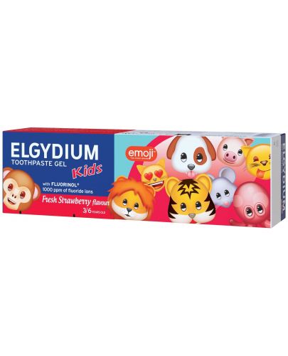 Elgydium Kids Паста за зъби Emoji, ягода, 3-6 години, 50 ml (Лимитирано) - 1