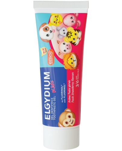 Elgydium Kids Паста за зъби Emoji, ягода, 3-6 години, 50 ml (Лимитирано) - 2