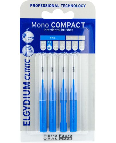 Elgydium Clinic Интердентални четки Mono Compact, ISO 1, 4 броя, сини - 1