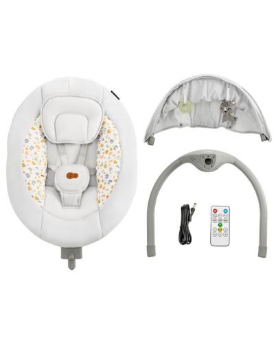 Електрическа люлка и шезлонг Kinderkraft - Lumi 2, Light grey - 7