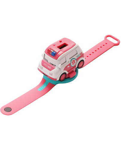 Електронна играчка Raya Toys - Кола-часовник, бърза помощ - 1