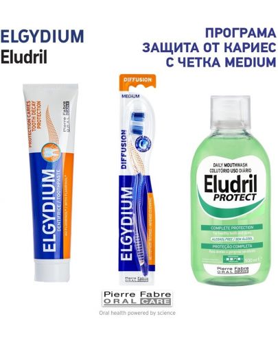 Elgydium & Eludril Комплект - Антикариесна паста и Вода за уста, 75 + 500 ml + Четка за зъби, Medium - 2