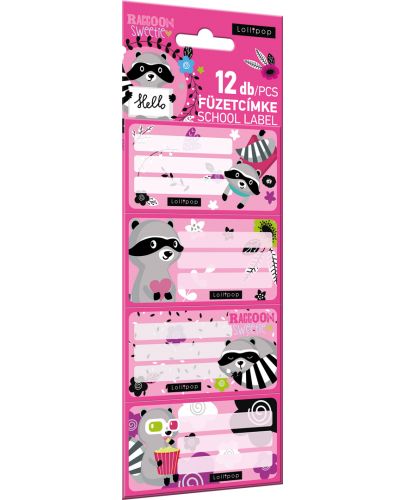 Етикети Lizzy Card - Lollipop Raccoon, 12 броя - 1