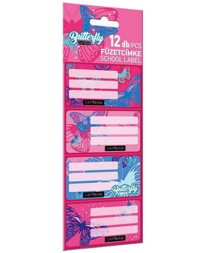 Етикети Lizzy Card Pink Butterfly - 12 броя - 1