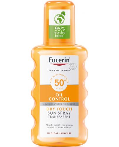 Eucerin Sun Прозрачен слънцезащитен спрей, SPF 50, 200 ml - 1