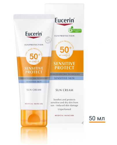 Eucerin Sun Слънцезащитен крем Sensitive Protect, SPF 50+, 50 ml - 2