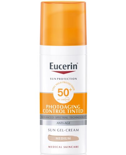 Eucerin Sun Оцветен слънцезащитен гел-крем Photoaging Control, SPF 50+, Тъмен, 50 ml - 1
